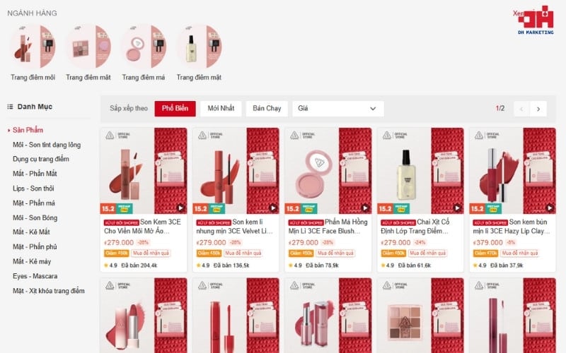 5 Bước xây dựng thương hiệu từ sàn TMĐT hiệu quả cho doanh nghiệp Cách 3CE sắp xếp sản phẩm trên gian hàng thương mại điện tử