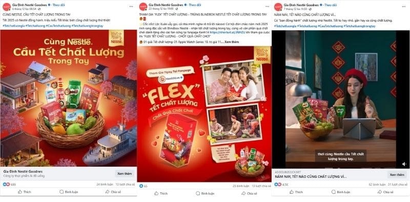 Phân tích Chiến dịch Tết 2025 của Nestlé: “Cầu Tết Chất Lượng Trong Tay” Câu chuyện Tết được chia sẻ trên các trang social của Nestle