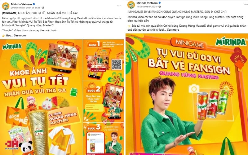 Chiến dịch Tết của Mirinda 2025 liệu có quá “lu mờ”? Chiến dịch Tết của Mirinda 2025 mở nhiều chương trình minigame trên social