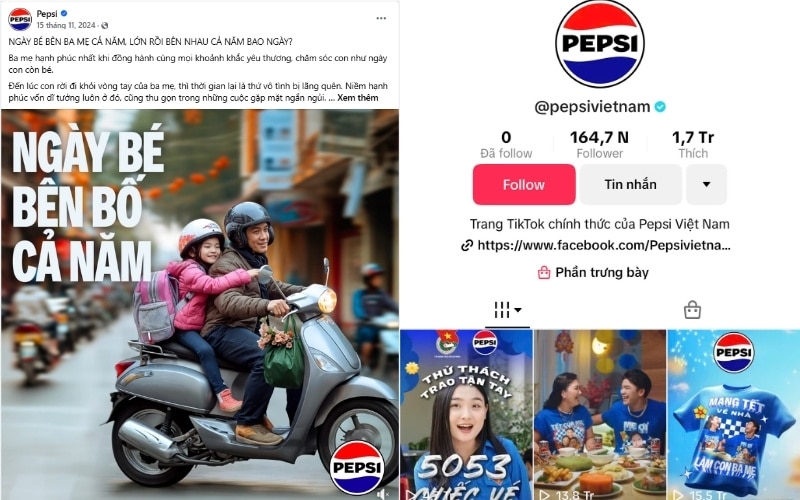 Phân tích chiến dịch Tết 2025 của Pepsi “mang Tết về nhà, làm con ba mẹ” Pepsi chia sẻ nhiều câu chuyện Tết trên các nền tảng social