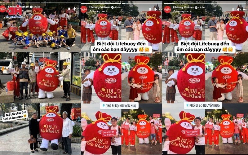 Mascot của Lifebuoy xuất hiện tại phố đi bộ Nguyễn Huệ thu hút nhiều người, tăng độ nhận diện thương hiệu